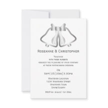 銀結婚式招待状ベル及びリボン