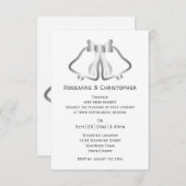 銀結婚式招待状ベル及びリボン 招待状 (正面/裏面)