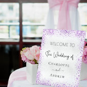 銀結婚紫の輝きは歓迎する 台座サイン