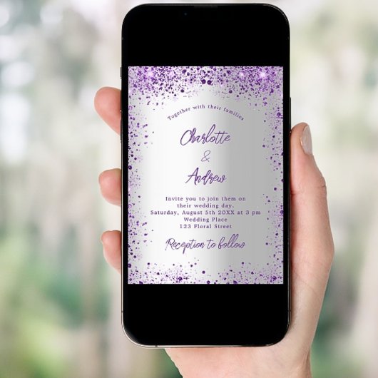 銀結婚紫の輝き 招待状