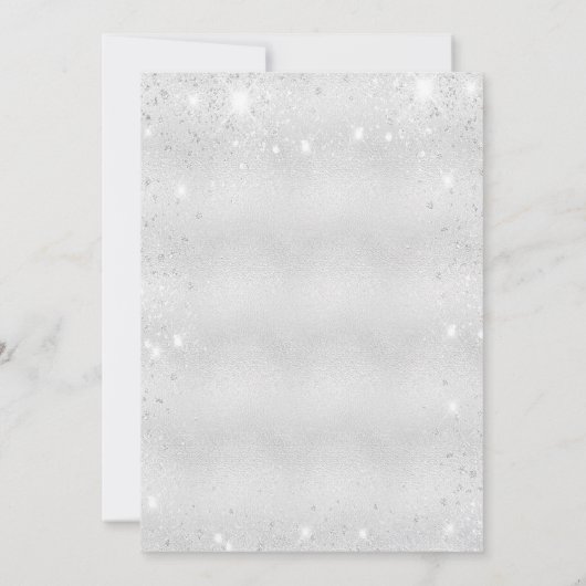 銀結婚赤面グリッター粉エレガント 招待状 (裏面)