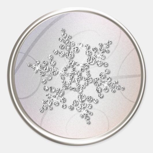 銀結晶スノーフレーク封筒用シール ラウンドシール (正面)