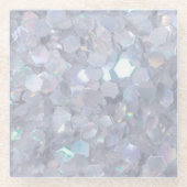 銀結晶プリントのガラス正方形コースター ガラスコースター (正面)