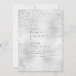 銀結晶リッエレガントジきらめく結婚ズ 招待状
