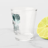 銀緑の花エレガントモノグラム名 ショットグラス (右)