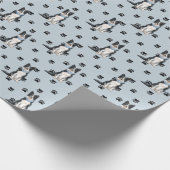 銀縁どのCollie Dog Paw Print Pattern ラッピングペーパー (角)