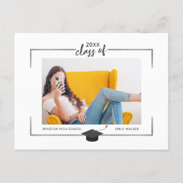 銀縁ど卒業発表葉書 案内ポストカード