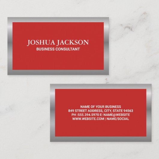 銀縁ど | 赤い背景 名刺 (正面/裏面)