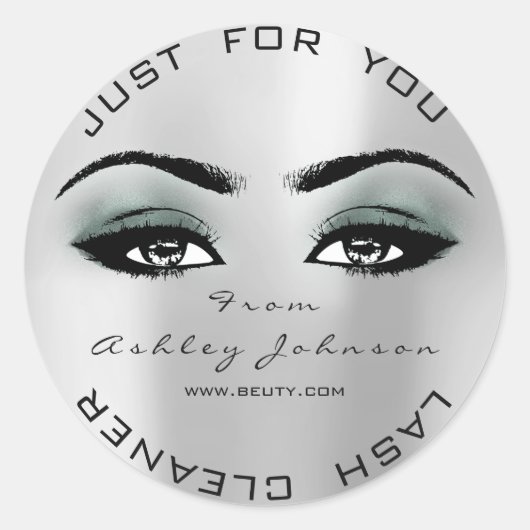 銀美しいグリッターティール（緑がかった色）ラッシュメイクアップクリーナー ラウンドシール (正面)