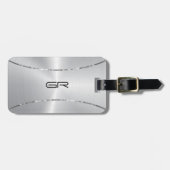 銀背景シルバーストライプアクセント ラゲッジタグ (正面横)