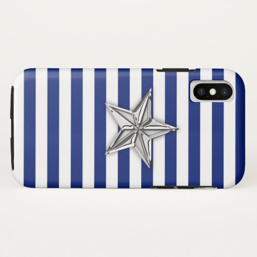 銀航海の星オンネイビーストライプズ模様 Case-Mate iPhoneケース (裏面(横))