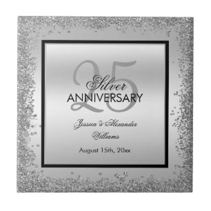 銀色と黒の煌めき 25周年記念の結婚記念日 タイル