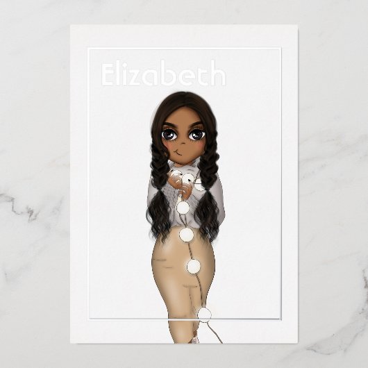 銀色のアフリカ系アメリカ人のクリスマス誕生日箔 箔招待状 (正面)