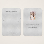 銀色のイヤリングブランドのフォトディスプレイカード (正面&裏面)