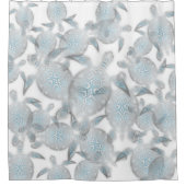 銀色のウミガメのパタ航海のーン シャワーカーテン (正面)