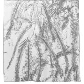 銀色のエレガントシダ模様 シャワーカーテン (正面)