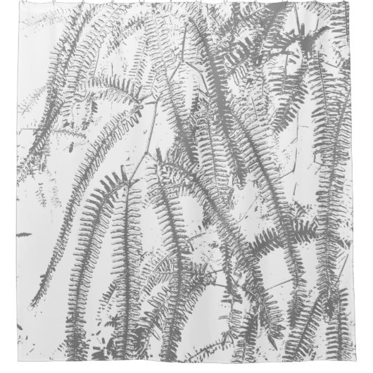 銀色のエレガントシダ模様 シャワーカーテン (正面)