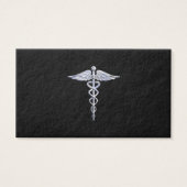 銀色のカデューセウスのような黒いデコールの医療記号 (正面)