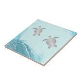 銀色のカメの青いインク背景 |沿岸 タイル (側面)