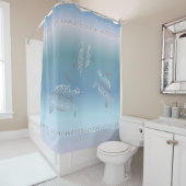銀色のカメの青いグラデーション航海の シャワーカーテン (インサイチュ)