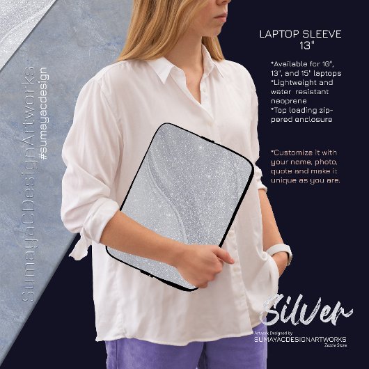 銀色のキラキラエレガントしたノートパソコンケース ラップトップスリーブ