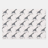 銀色のキリンのタイル模様の群れ ラッピングペーパーシート (正面2)