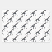 銀色のキリンのタイル模様の群れ ラッピングペーパーシート (正面)