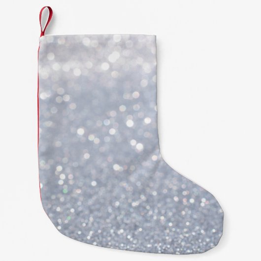銀色のグリッター抽象芸術 スモールクリスマスストッキング (正面)