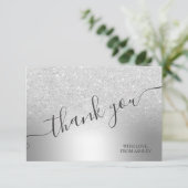 銀色のグリッター金グラデーション属の感謝してい箔を サンキューカード (スタンド正面)