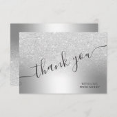 銀色のグリッター金グラデーション属の感謝してい箔を サンキューカード (正面/裏面)