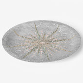 銀色のスノーフレークエレガントピンクヴィンテージの冬のパペ ペーパープレート (アングル)