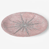 銀色のスノーフレークピンクエレガントヴィンテージ冬 ペーパープレート (アングル)