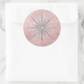 銀色のスノーフレークピンクエレガントヴィンテージ冬 ラウンドシール (バッグ)