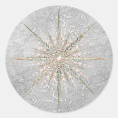 銀色のスノーフレークピンクエレガントヴィンテージ冬 ラウンドシール (正面)