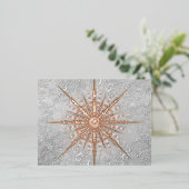 銀色のスノーフレークピンクエレガントヴィンテージ冬 箔シーズンポストカード (立ち正面)