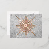 銀色のスノーフレークピンクエレガントヴィンテージ冬 箔シーズンポストカード (正面/裏面)