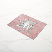 銀色のスノーフレークピンクエレガントヴィンテージ冬 箔シーズンポストカード (回転した状態)