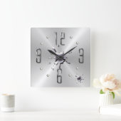 銀色のスプラット時計 スクエア壁時計 (ホーム)