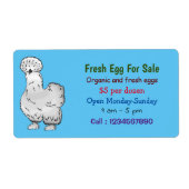銀色のチキンの漫画の新鮮な卵の看板が販売のために ラベル (正面)