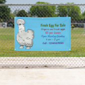 銀色のチキンの漫画の新鮮な卵の看板が販売のために 横断幕 (インサイチュ)