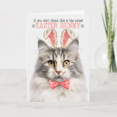 銀色のノルウェーの森キャットバニーの耳の復活祭 シーズンカード (正面)