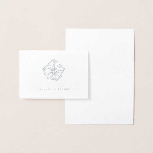 銀色のハイビスカスの花 | カスタマイズ 箔カード (ディスプレー)