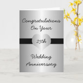 銀色のハートの25回目結婚記念日カード カード (黄色い花)