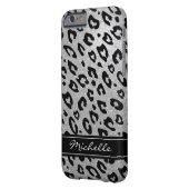 銀色のパーソナライズされたグリッターヒョウiPhone 12ケース Case-Mate iPhoneケース (裏面左)