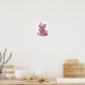 銀色のピンクグリッター猫のカスタムTシャツ ポスター (キッチン)