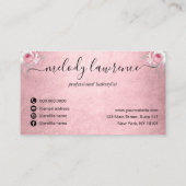 銀色のピンク色のローズ·金ゴールド·ハザーズ·ヘアスタイリスト 予約カード (裏面)