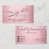 銀色のピンク色のローズ·金ゴールド·ハザーズ·ヘアスタイリスト 名刺 (正面/裏面)