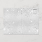 銀色のピンク色の紫結婚色の花 インビテーションポストカード (裏面)