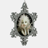 銀色のベビーの妖精 スノーフレークピューターオーナメント (左)