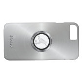 銀色のメタリックサッカー選手とモノグラム Case-Mate iPhoneケース (裏面(横))